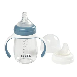 BÉABA Couverts, Vaisselle Et Bavoirs*Biberon D'Apprentissage 2 En 1 210 Ml Windy Blue