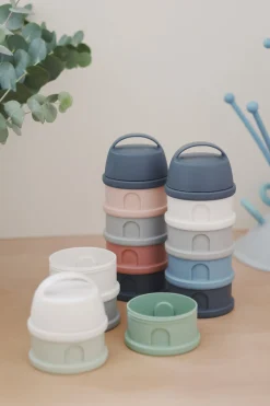 BÉABA Doseurs De Lait*Boite Doseuse 4 Compartiments Mineral Grey /Pink