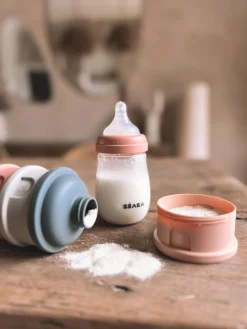 BÉABA Doseurs De Lait*Boite Doseuse 4 Compartiments Mineral Grey /Pink