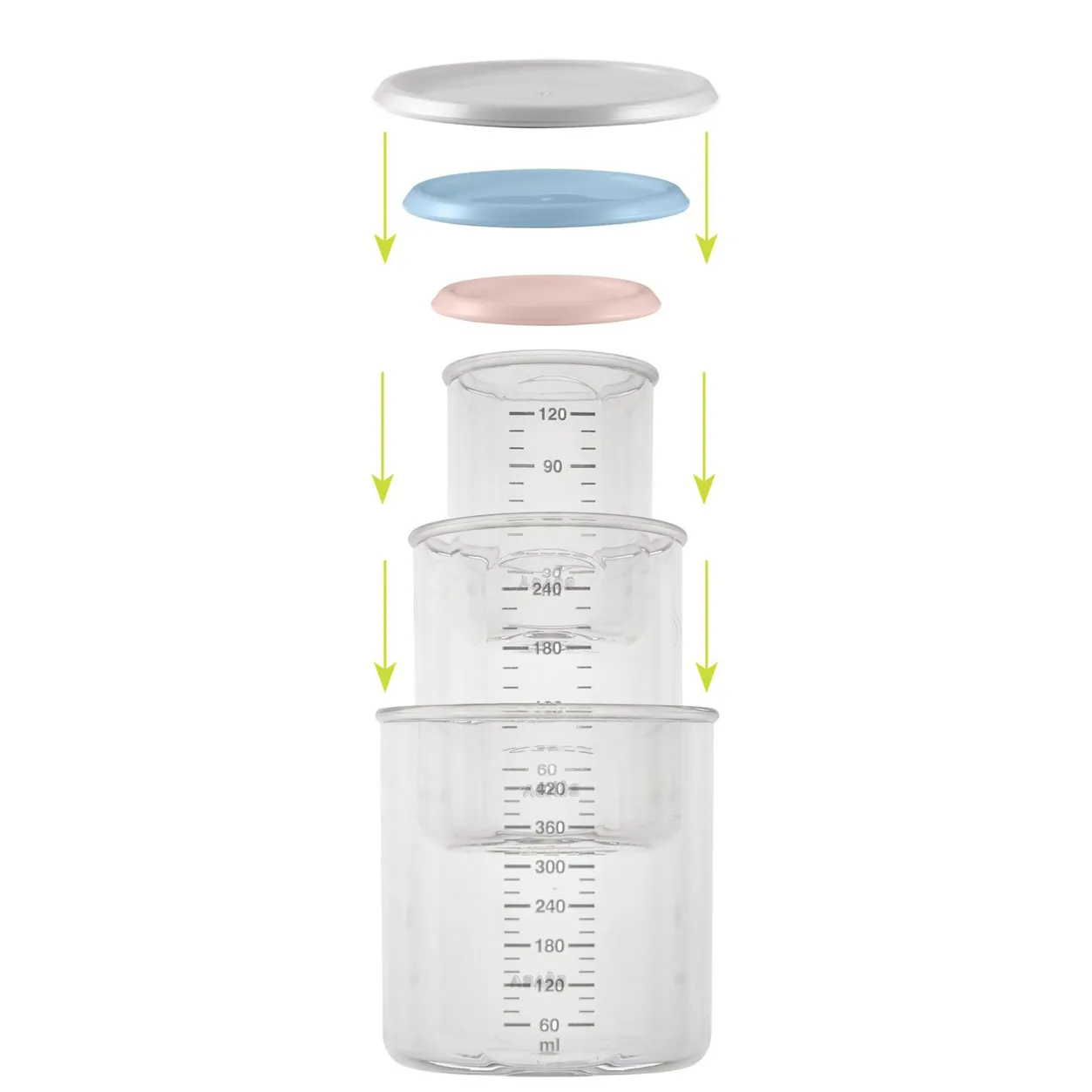 BÉABA Pots De Conservation*Coffret 3 Portions Old Pink/Windy Blue/Grey