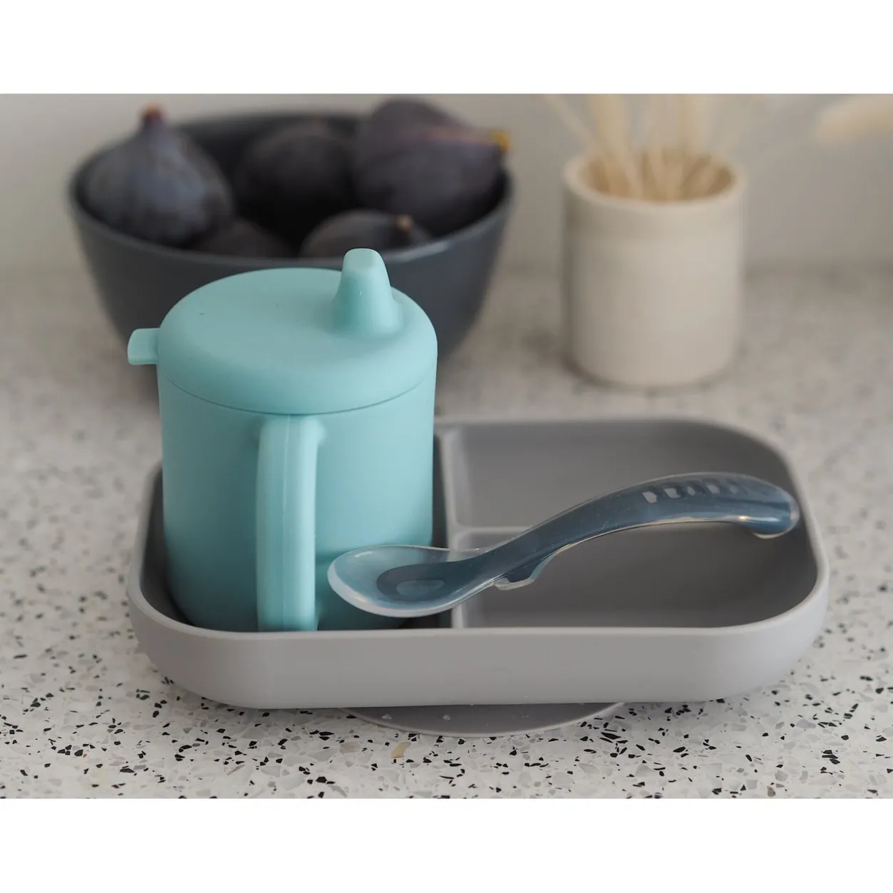 BÉABA Couverts, Vaisselle Et Bavoirs*Coffret D'Apprentissage Silicone + Tasse Blue