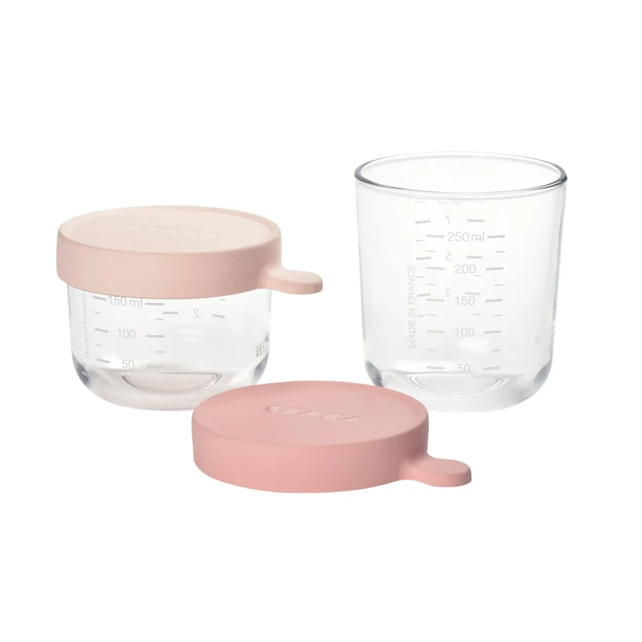 BÉABA Pots De Conservation*Coffret De 2 Portions Verre 150 Ml Pink / 250 Ml Old Pink