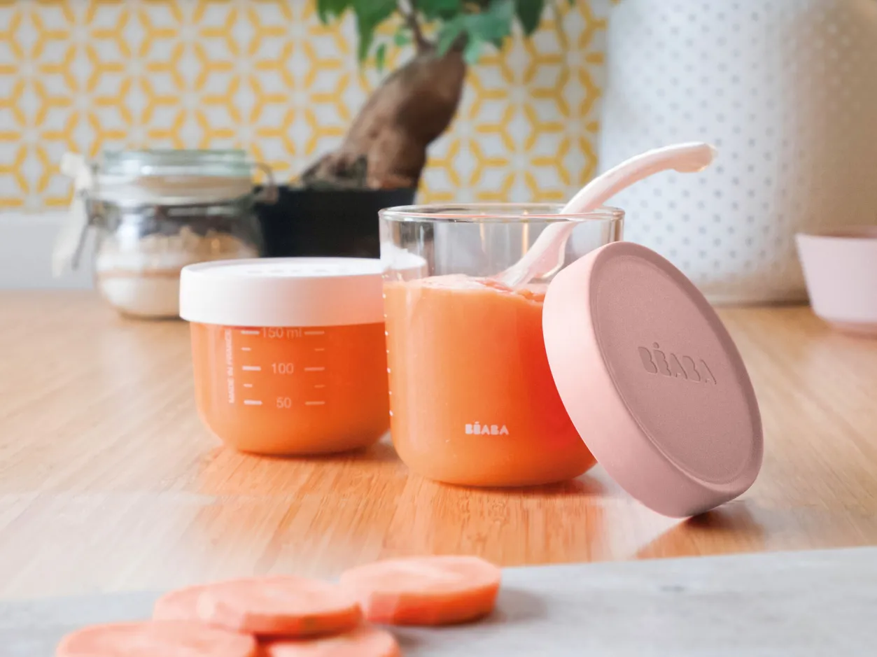 BÉABA Pots De Conservation*Coffret De 2 Portions Verre 150 Ml Pink / 250 Ml Old Pink