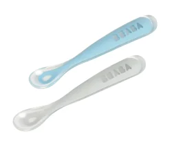 BÉABA Couverts, Vaisselle Et Bavoirs*Lot 2 Cuilleres 1Er Age Silicone + Boite De Transport Grey/B