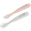 BÉABA Couverts, Vaisselle Et Bavoirs*Lot 2 Cuilleres 1Er Age Silicone + Boite De Transport Grey/P
