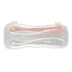 BÉABA Couverts, Vaisselle Et Bavoirs*Lot 2 Cuilleres 1Er Age Silicone + Boite De Transport Grey/P