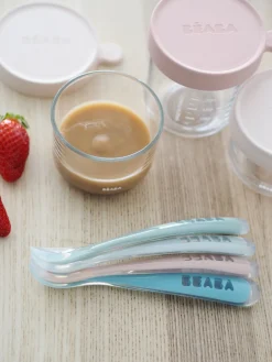 BÉABA Couverts, Vaisselle Et Bavoirs*Lot 4 Cuilleres 1Er Age Silicone Eucaplyptus