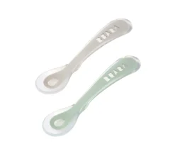 BÉABA Couverts, Vaisselle Et Bavoirs*Lot De 2 Cuilleres 2Eme Age Silicone Avec Boite De Transport