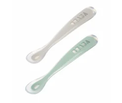BÉABA Couverts, Vaisselle Et Bavoirs*Lot De 2 Cuilleres 1Er Age Silicone Avec Boite De Transport