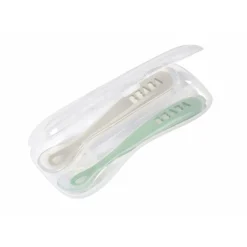 BÉABA Couverts, Vaisselle Et Bavoirs*Lot De 2 Cuilleres 1Er Age Silicone Avec Boite De Transport