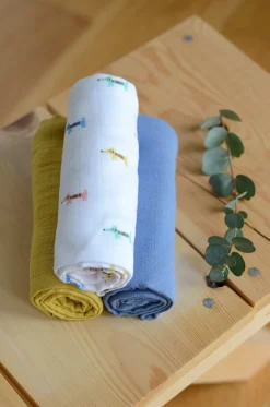 BÉABA Accessoires De Toilette*Lot De 3 Langes En Coton Teckel