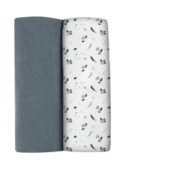 BÉABA Emmaillotage*Lot De 2 Langes Xxl En Coton Stormy Weather/Spring Flower