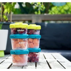 BÉABA Pots De Conservation*Lot De 6 Portions Clip 1Er Age 60 Et 120 Ml Neon