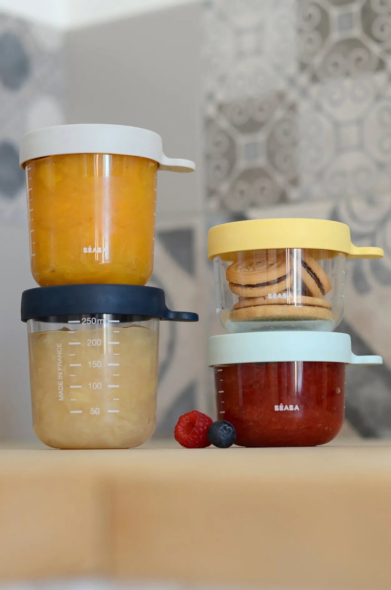 BÉABA Pots De Conservation*Lot De 4 Portions Verre - Pastel