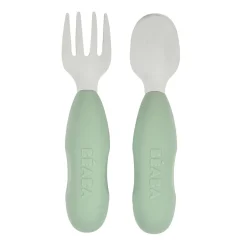 BÉABA Couverts, Vaisselle Et Bavoirs*Lot De 2 Pre-Couverts Inox Sage Green