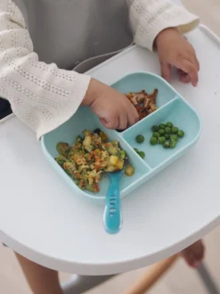 BÉABA Couverts, Vaisselle Et Bavoirs*Set Repas Silicone Avec Ventouse Blue