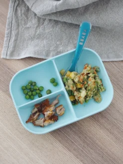 BÉABA Couverts, Vaisselle Et Bavoirs*Set Repas Silicone Avec Ventouse Blue